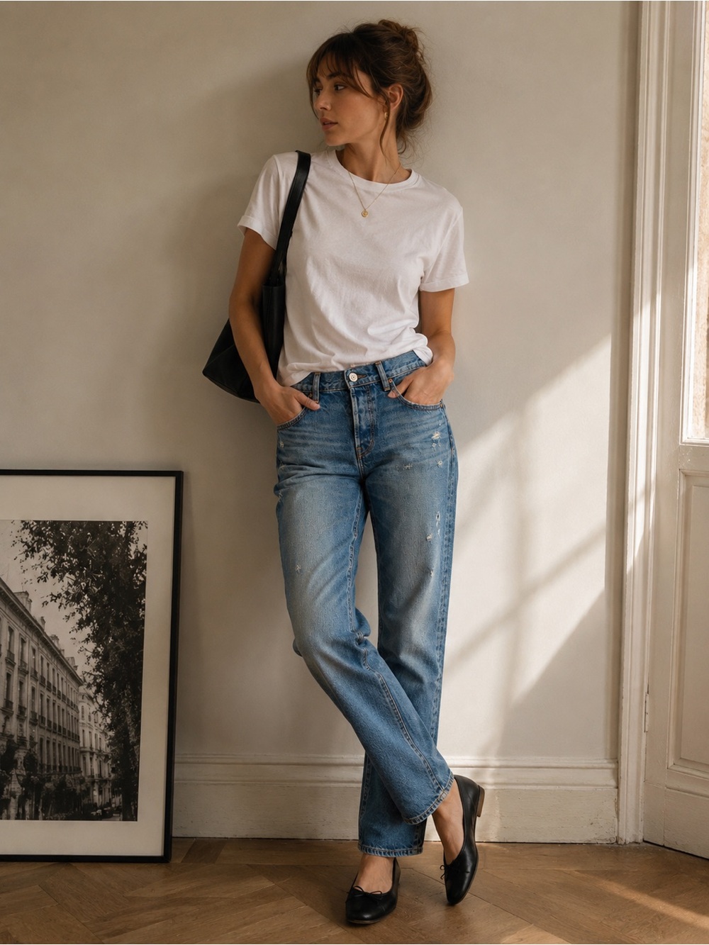 MOUSSY Vintage Distressed Straight Jeans Medium Wash